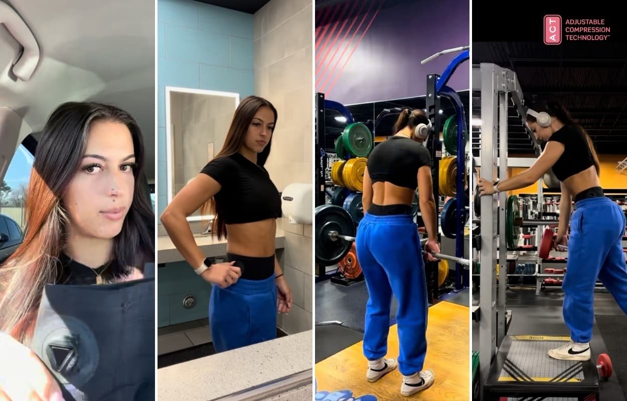 A woman training through her leg day workout while wearing A.C.T shorts